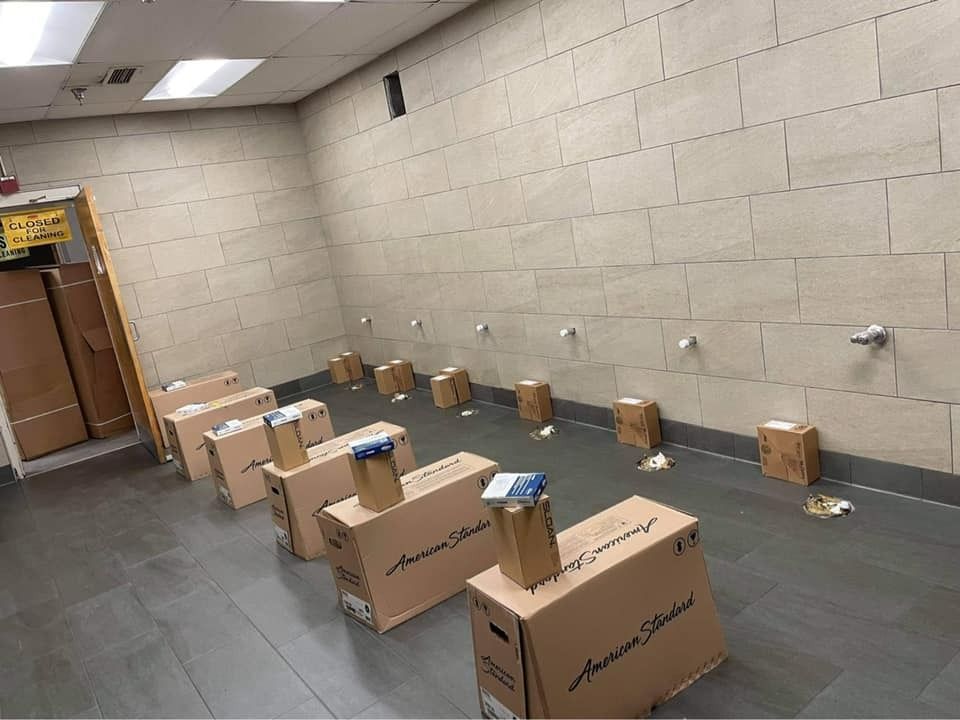 Our plumber Gary set these fixtures at Lowe's in Nitro, West Virginia.