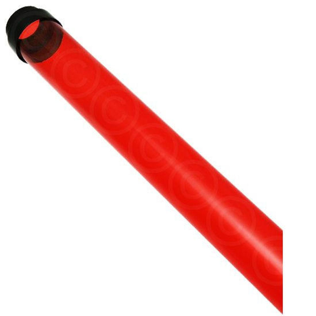 Red diagonal glowing baton with black tip on a white background