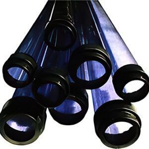 Glossy blue pipes with circular openings viewed from below