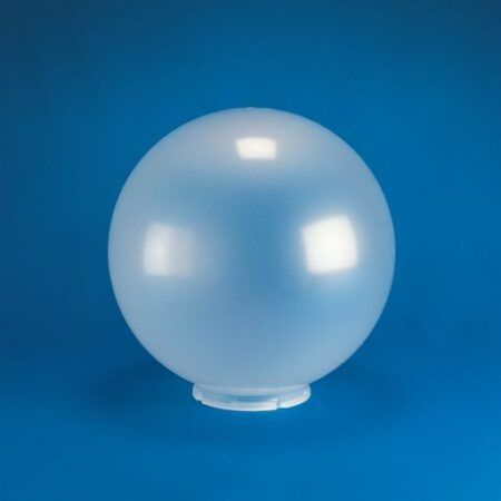 Translucent frosted glass sphere on a blue background
