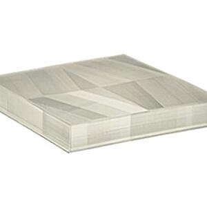 Beige and white square cushion with a subtle patchwork pattern