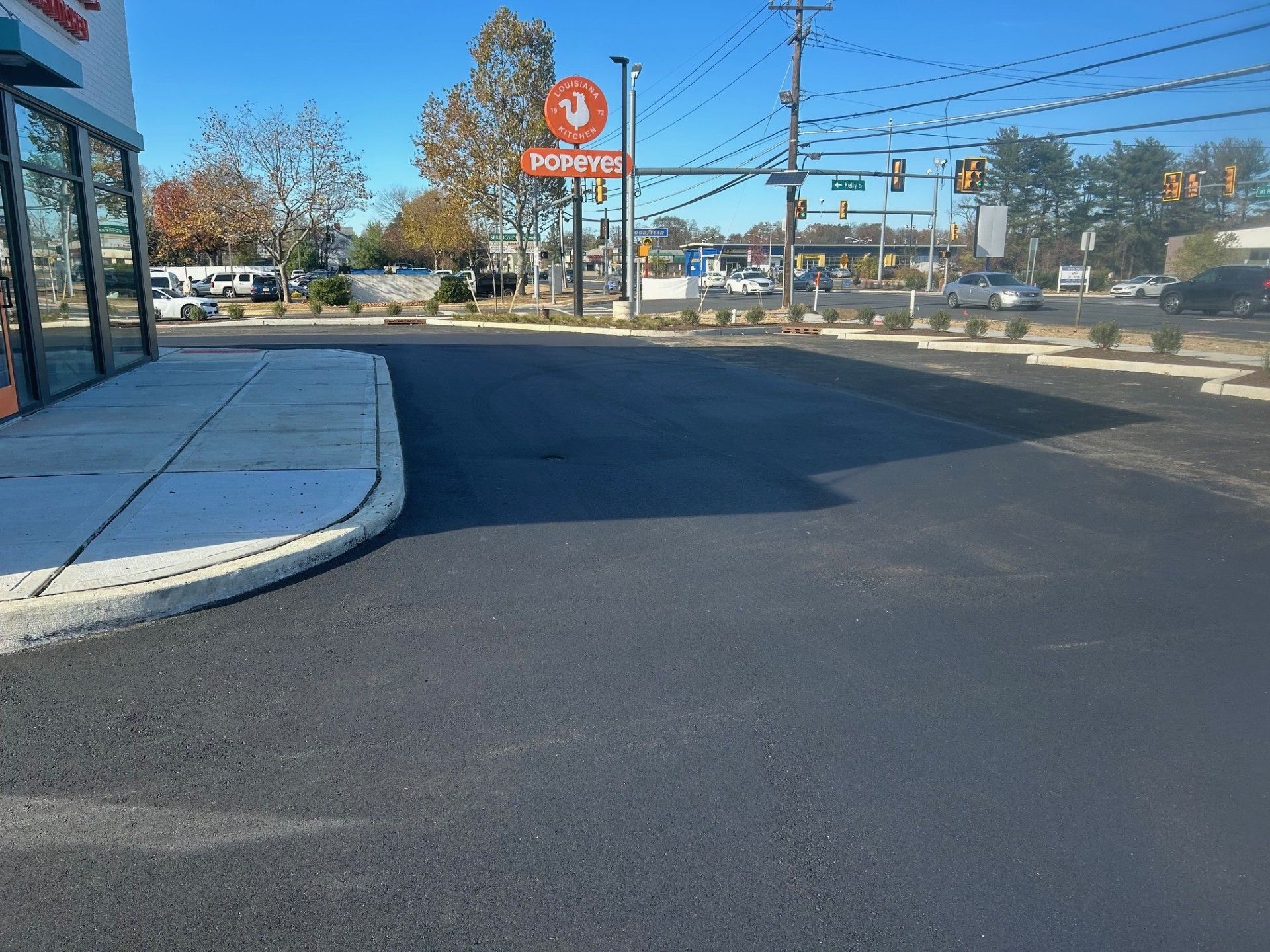 A parking lot with a sign that says do not enter.