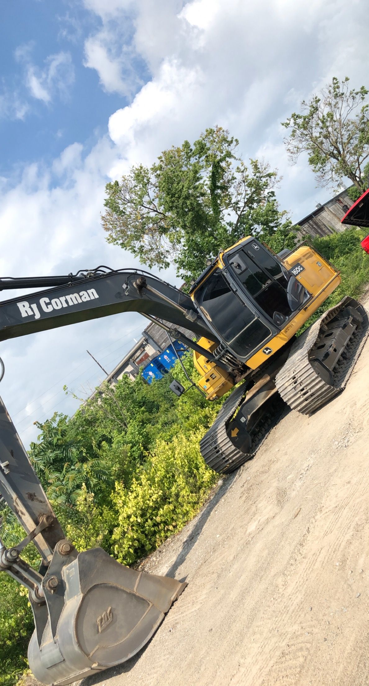 Excavator with tinted windows