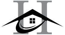 House logo with a black roof over a white home and large gray H and I letters