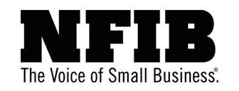A black and white logo for nfib the voice of small business