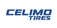 Celimo Tires logo in blue and white.