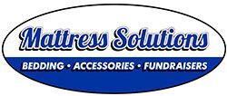 Mattress Solutions logo with blue oval and text: &ldquo;Bedding &bull; Accessories &bull; Fundraisers&rdquo;
