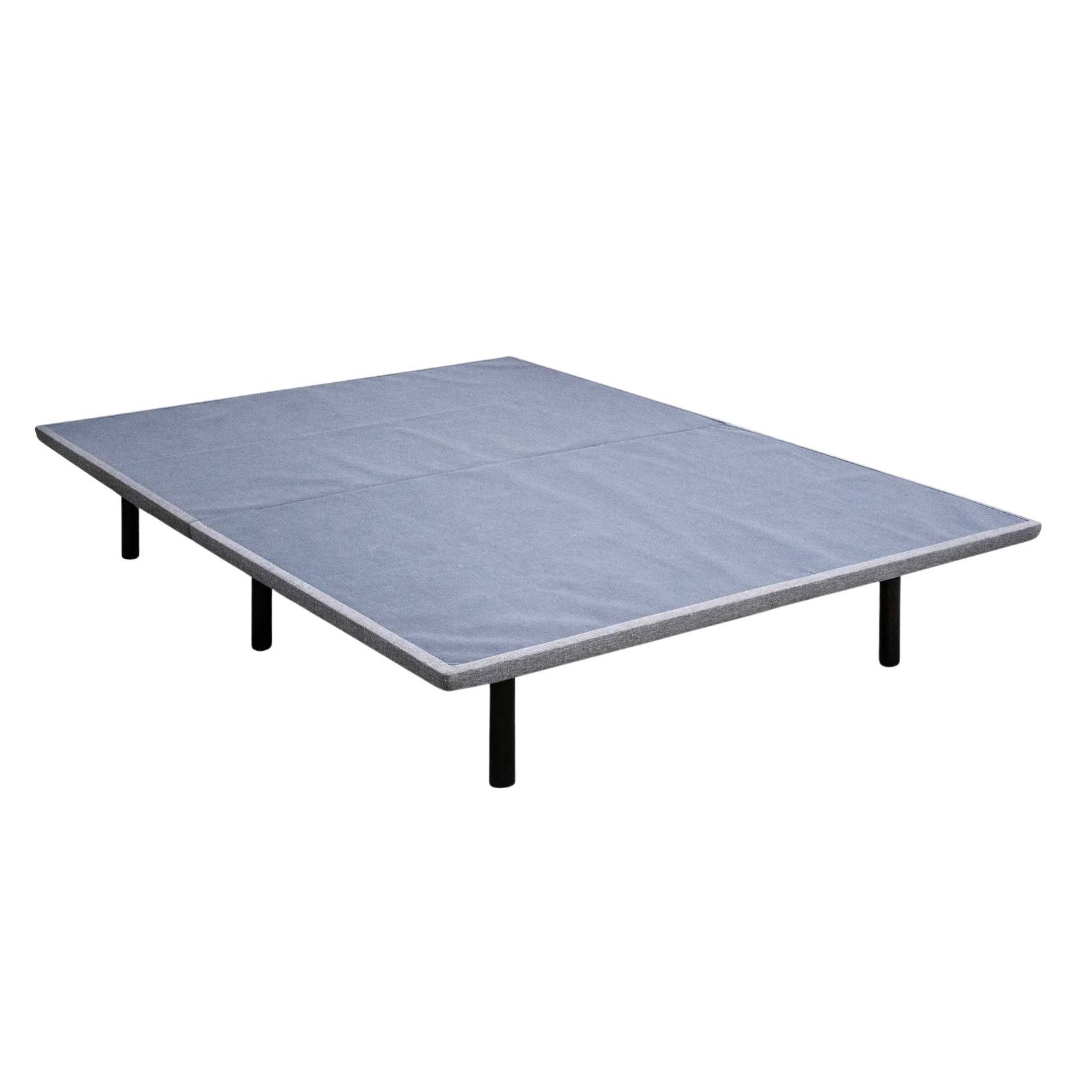 Gray raised platform with black legs on a white background