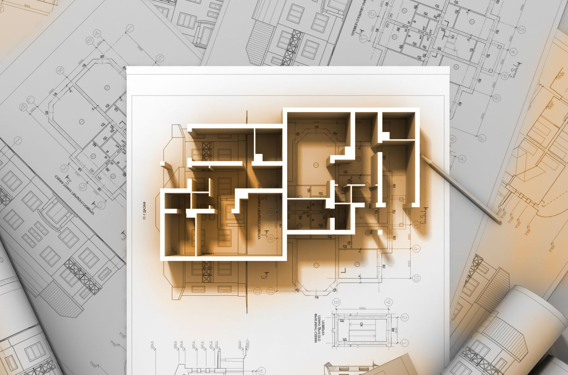Bathroom with a brown tile shower, corner bathtub, double vanity with brown cabinets, and beige walls.