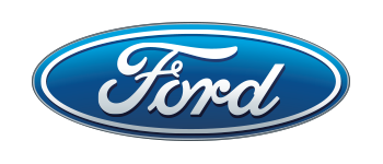 A blue and white ford logo on a white background.