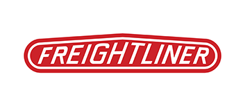 A red and white freightliner logo on a white background.