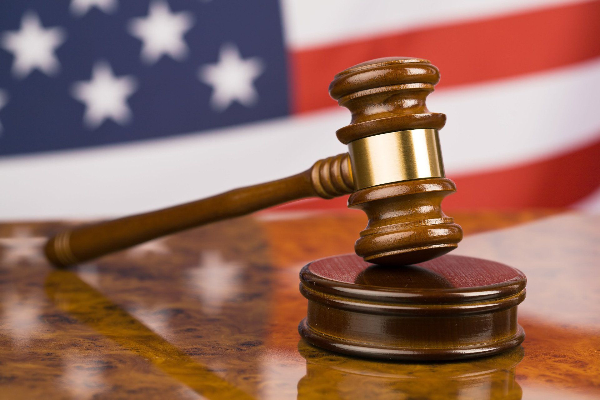 Gavel with American Flag Background