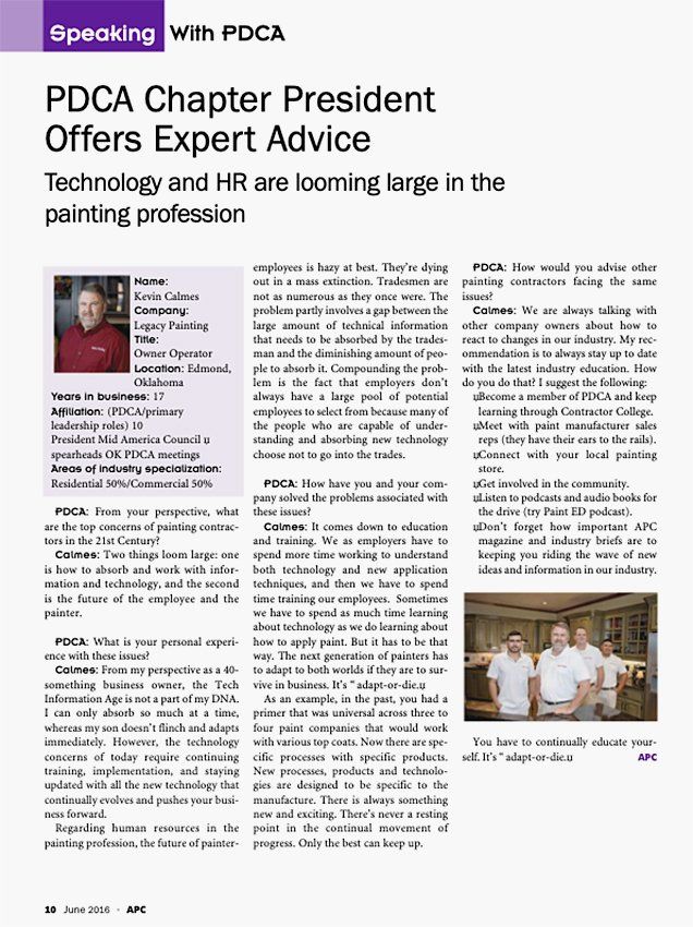 PDCA Chapter President Offers Expert Advice