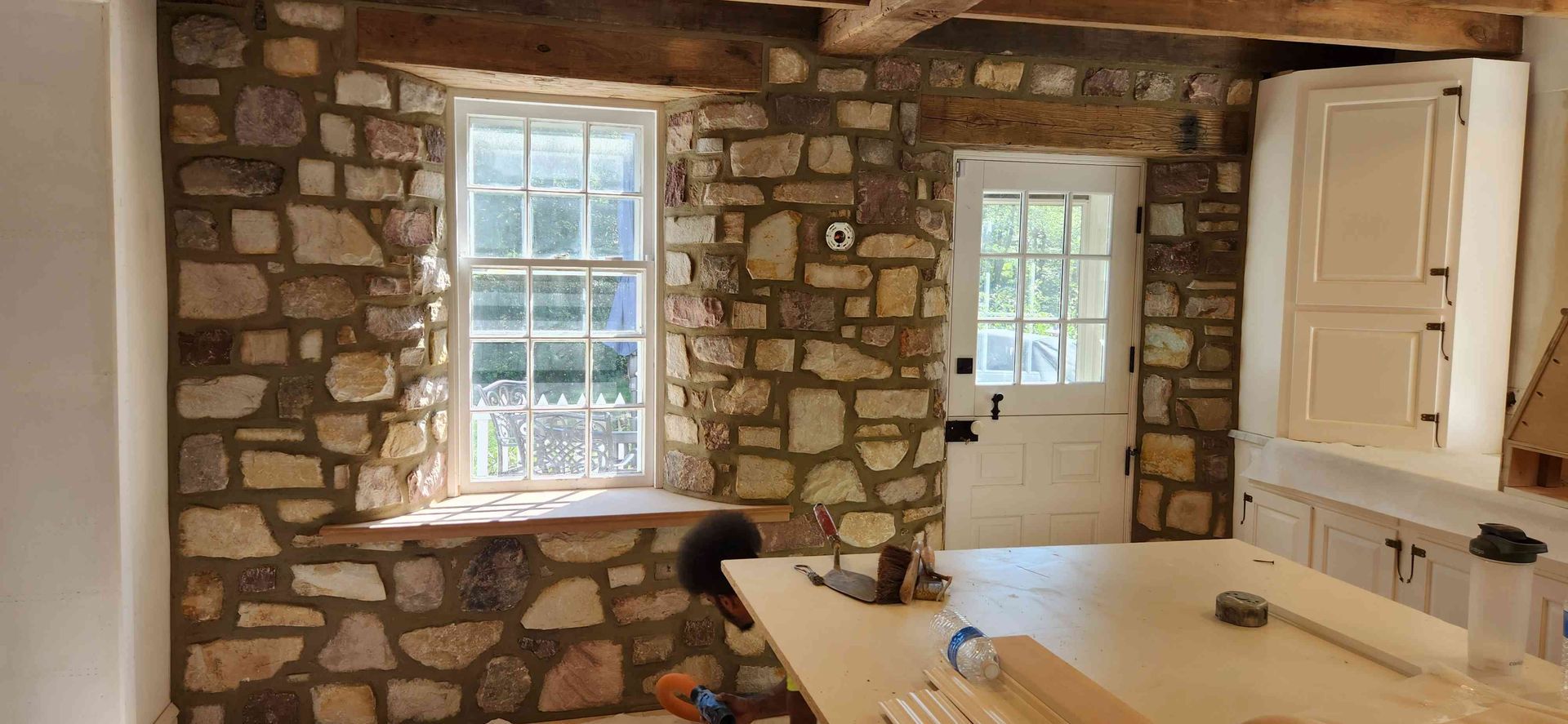 natural stone wall installation