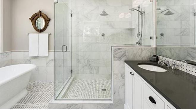 bathroom shower and sink