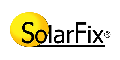 The solarfix logo is yellow and black on a white background.