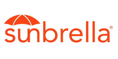 The sunbrella logo has an orange umbrella on it.