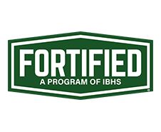 The logo for Fortified, a program of IBHS, is green and white.