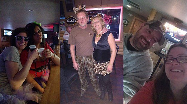 Old friends reunion celebrate in the bar