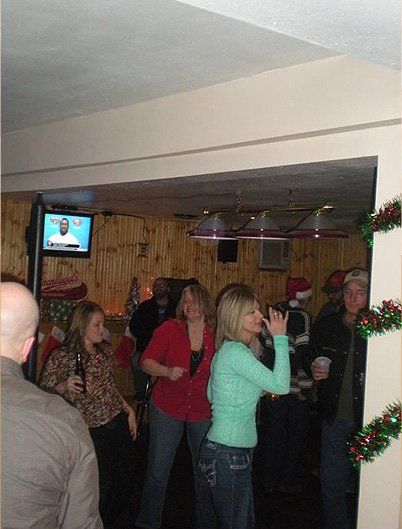People gathered around in the restaurant