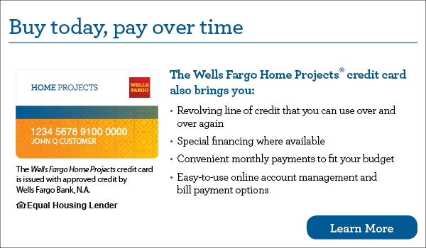 A wells fargo home projects credit card advertisement