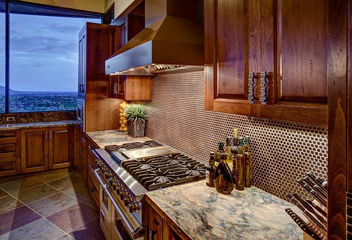 Stone Counter Kitchen Penny tile