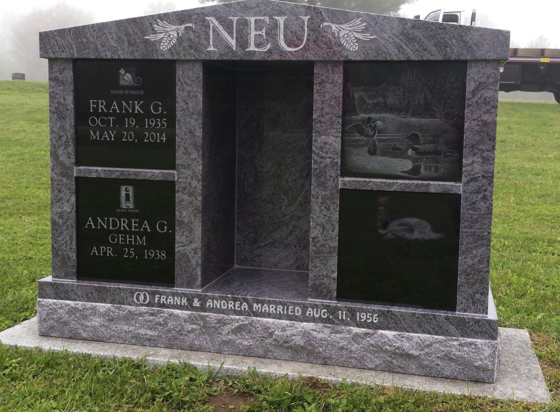 Granite mausoleum with 