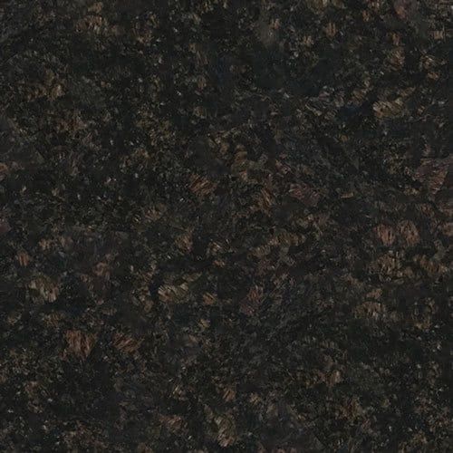 Dark brown granite countertop with speckled pattern.