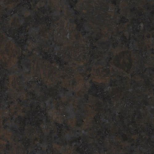 Dark brown granite with flecks of black and copper.