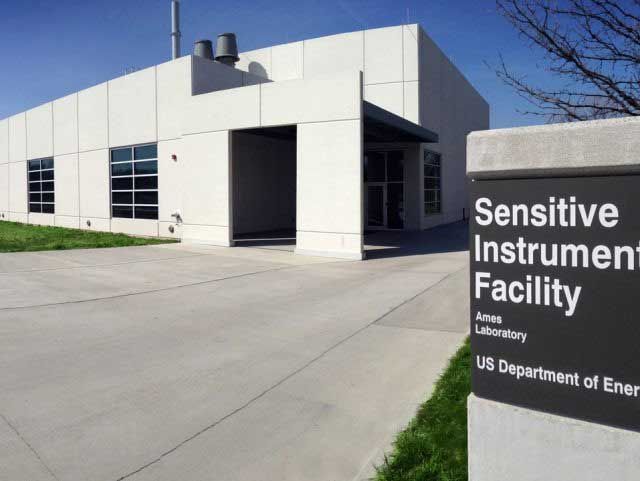 Exterior view of the Sensitive Instruments Facility at Ames Laboratory, a US Department of Energy building.