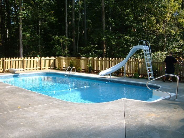 Rectangle Shaped Pool with a Slide