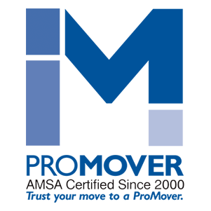 PROMOVER logo in blue with “AMSA Certified Since 2000” and “Trust your move to a pro” tagline