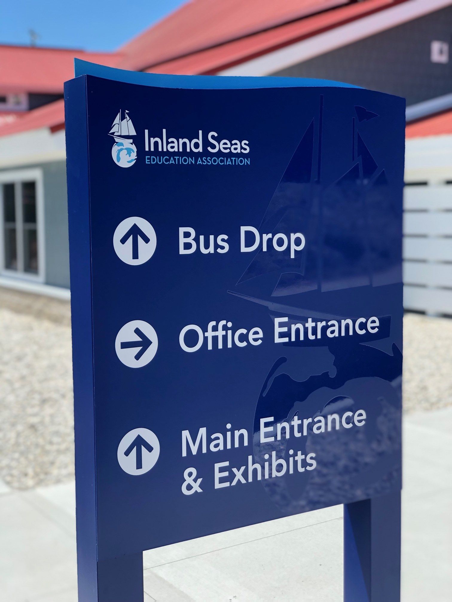 inland seas education association custom watermark wayfinding sign