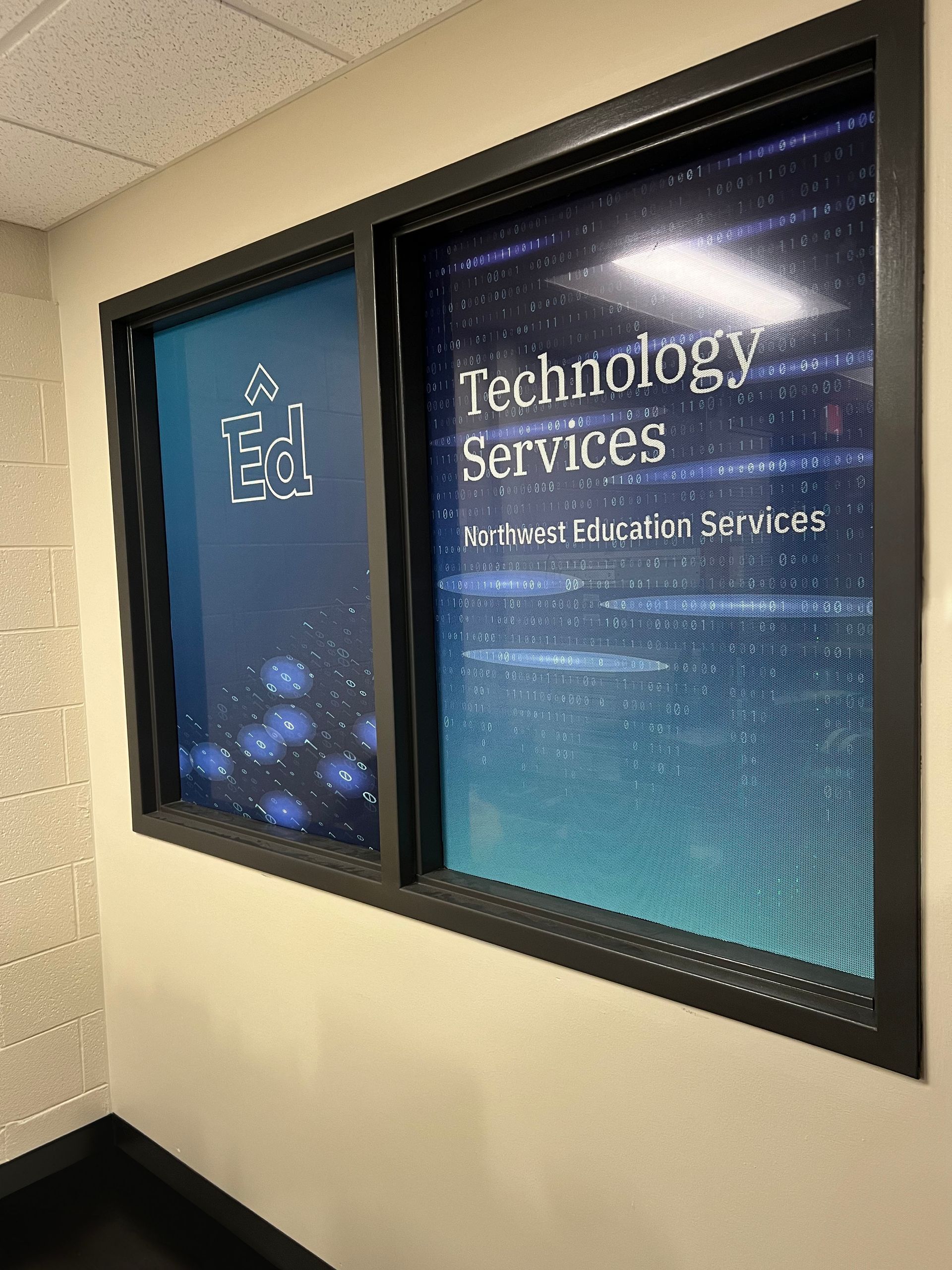northwest education services custom perforated window vinyl graphics