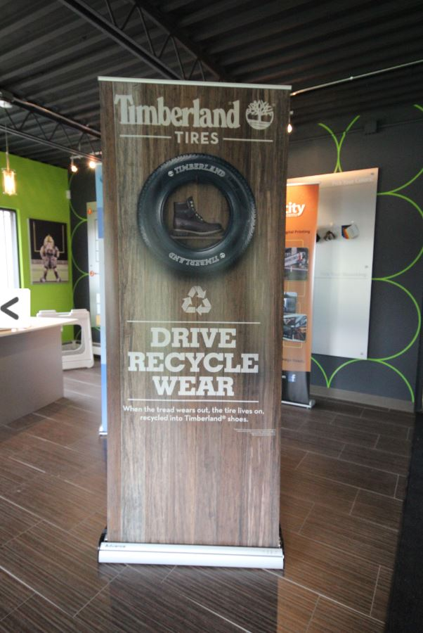 custom footwear standing banner