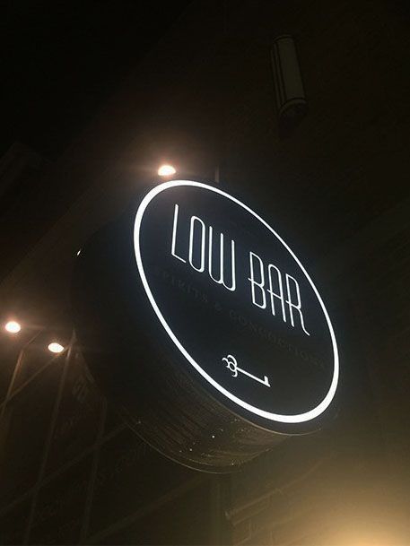 low bar custom lit blade sign