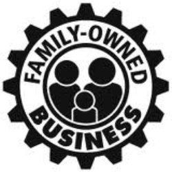 A black and white logo for a family owned business.