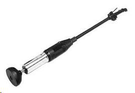 Black and silver car antenna with a suction cup on a white background.