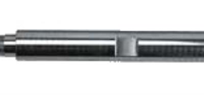 A silver metal rod with a rectangular cut out.