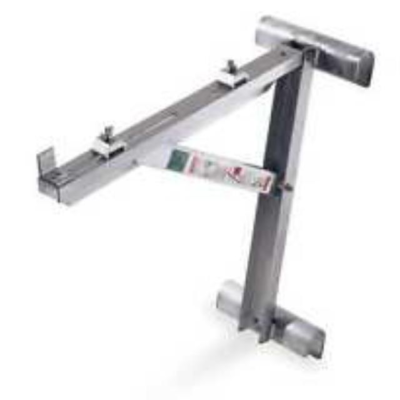 Metal roof bracket on white background.