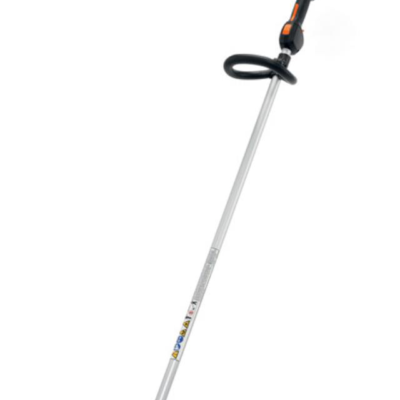 String trimmer with black loop handle, orange accents, and silver shaft.