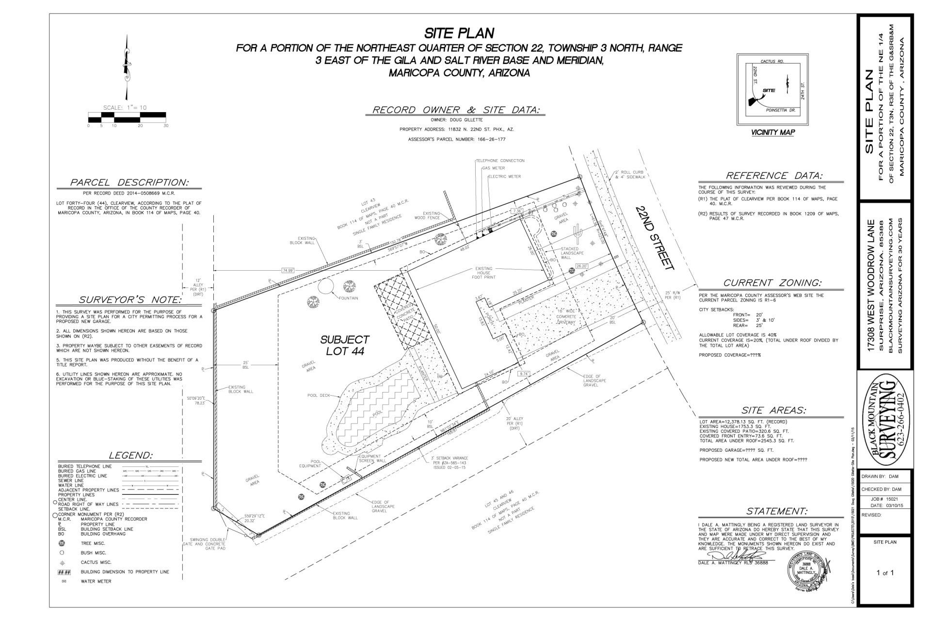 A black and white surveying map of a site plan for a house.