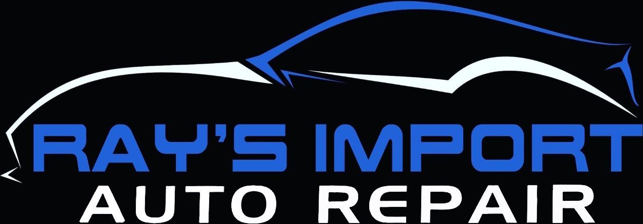 The logo for ray 's import auto repair shows a car on a black background.