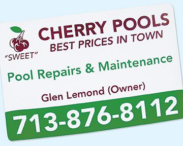 A sign for cherry pools best prices in town pool repairs and maintenance