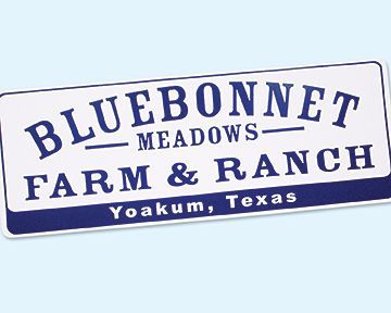 A sign for bluebonnet meadows farm & ranch in yoakum texas
