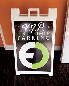 A sign that says vip first timer parking on it