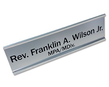 A silver name plate for rev. franklin a wilson jr.