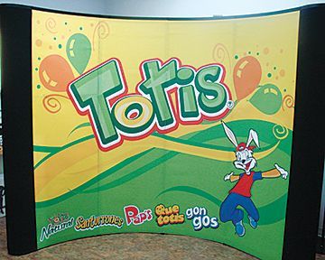 A totis sign with a cartoon bunny on it