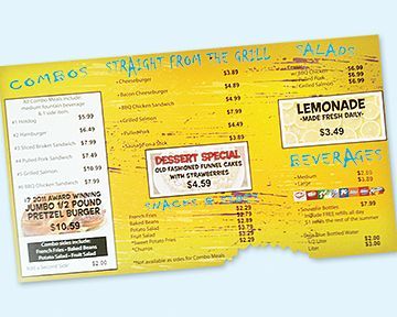 A menu for combos straight from the grill and salads