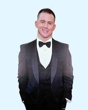 A cardboard cutout of a man in a tuxedo and bow tie